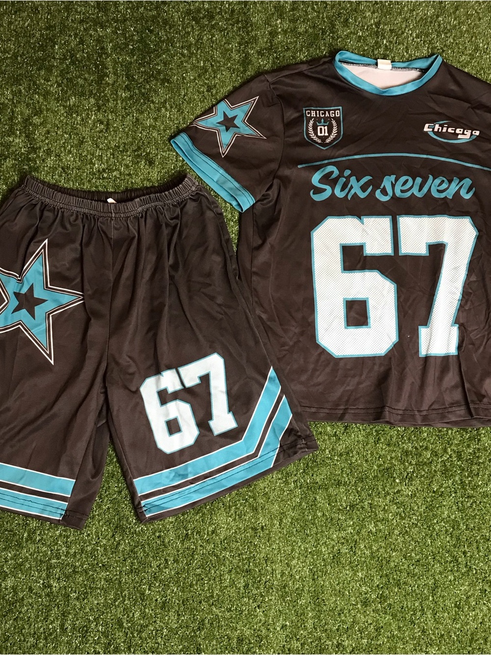 chic Kids Athletic Matching Set in Black and Teal